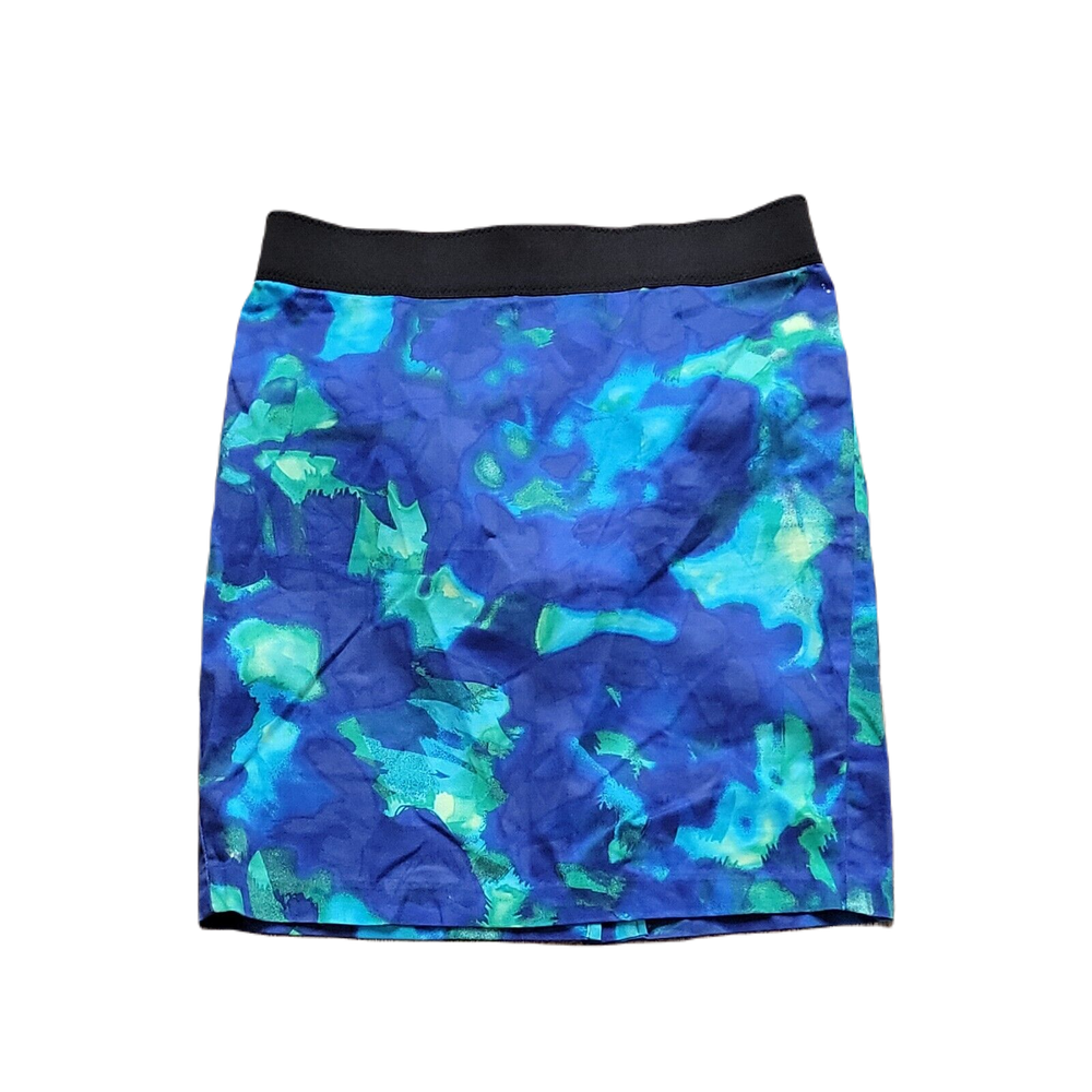 Willi Smith Blue Black Sheath Skirt Size 2 Above Knee Classy