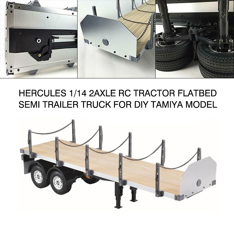Hercules 2Axle RC Tractor Flatbed Semi Trailer Truck 1:14 for TAMIYA Model USR1
