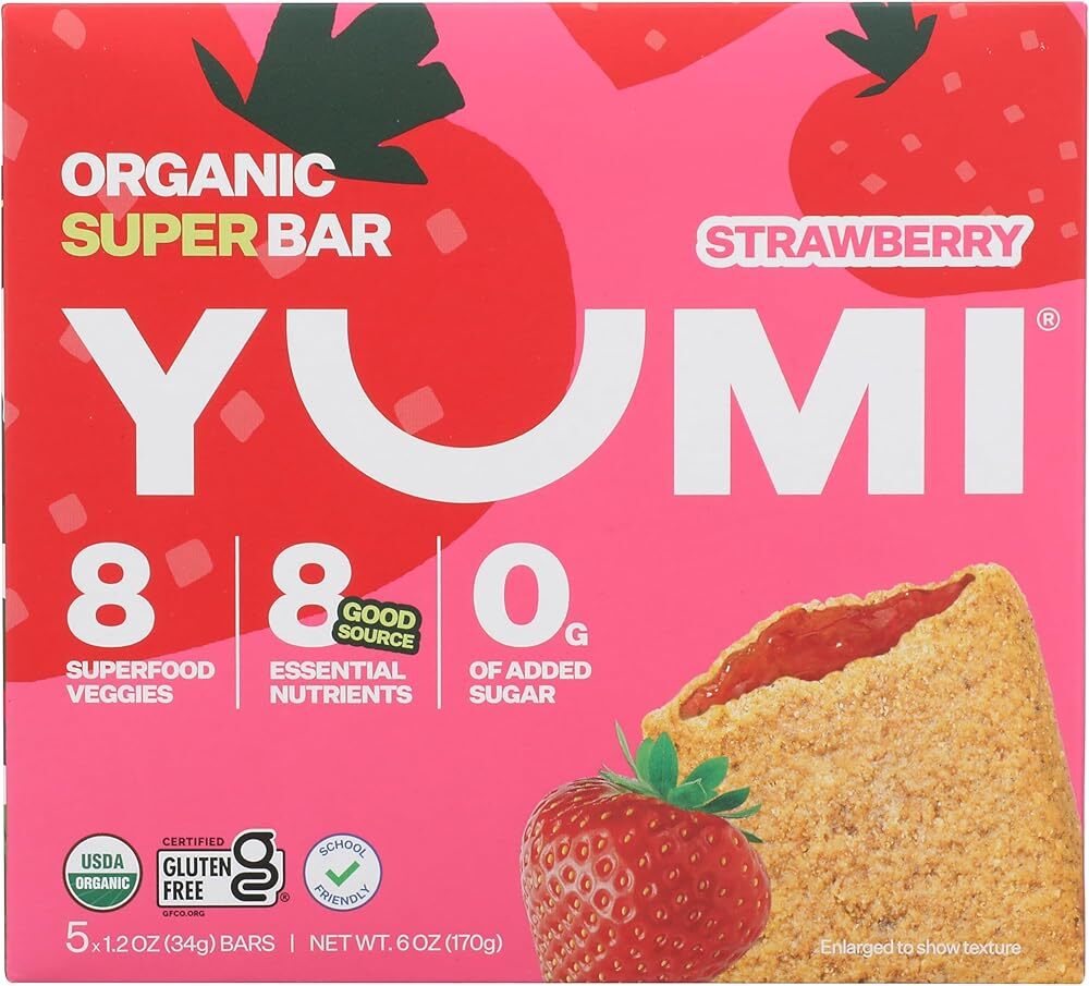 Yumi Organic Kids Strawberry Superfood Bar 6 Count, 6 OZ