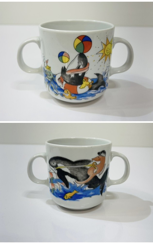 Rare Villeroy & Boch Seahorse Riding A Killer Whale Gallo D 2 Handle Mug Hungary