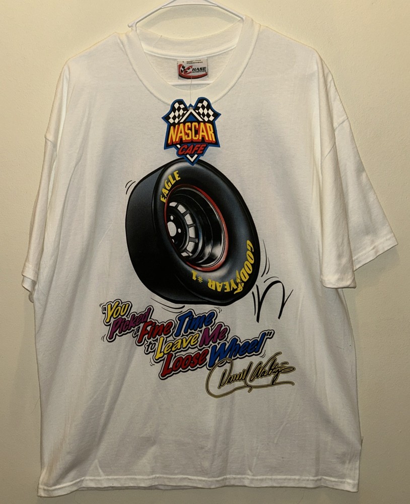 Vintage Y2K Darrell Waltrip Goodyear Loose Wheel NASCAR Racing T-Shirt Size L NOS-image
