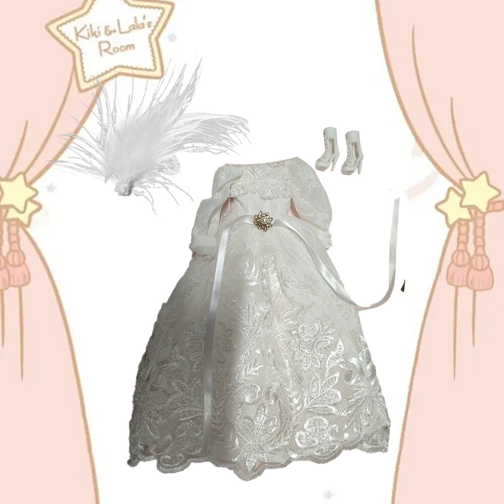 11.5 Inch Doll Princess Gown Handmade Wedding Dress 1:6 Scale Outfit