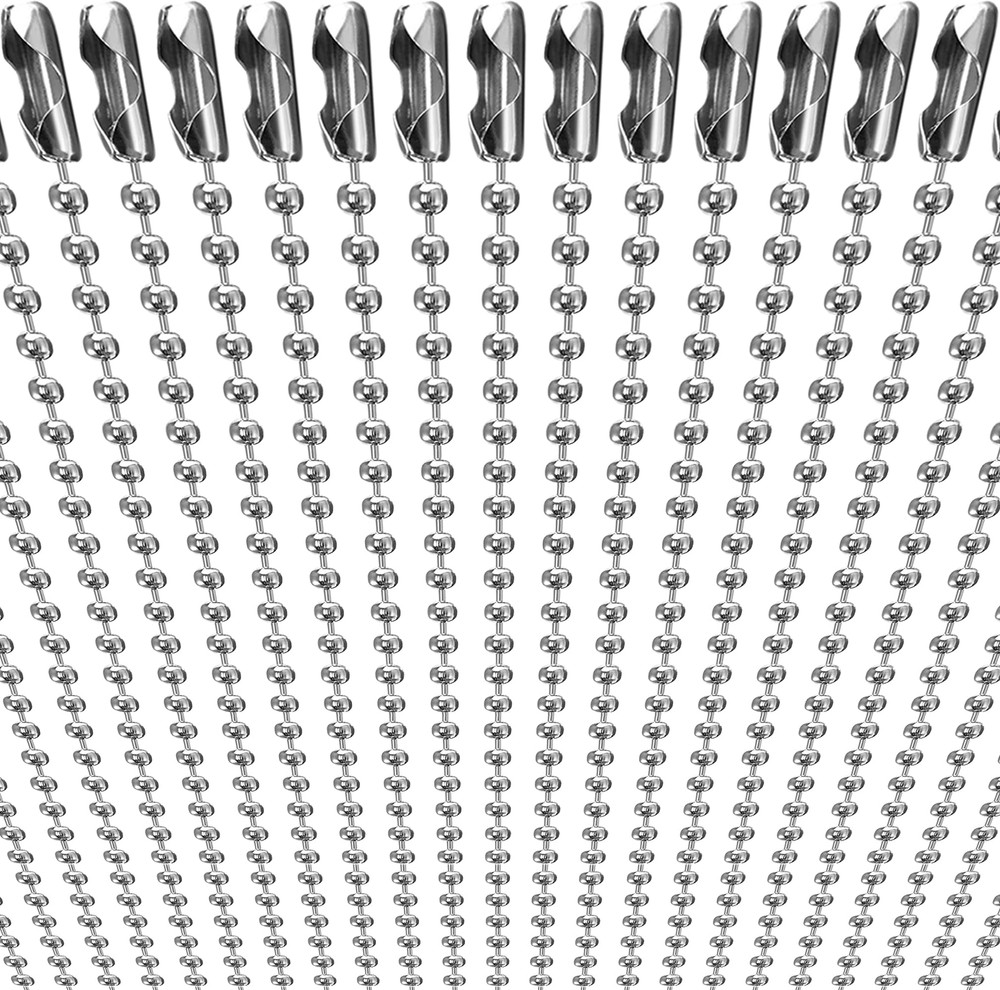 50-Pack Dog Tag Chain Ball Chain Necklace Bulk, Beaded Necklace Chains for Je...