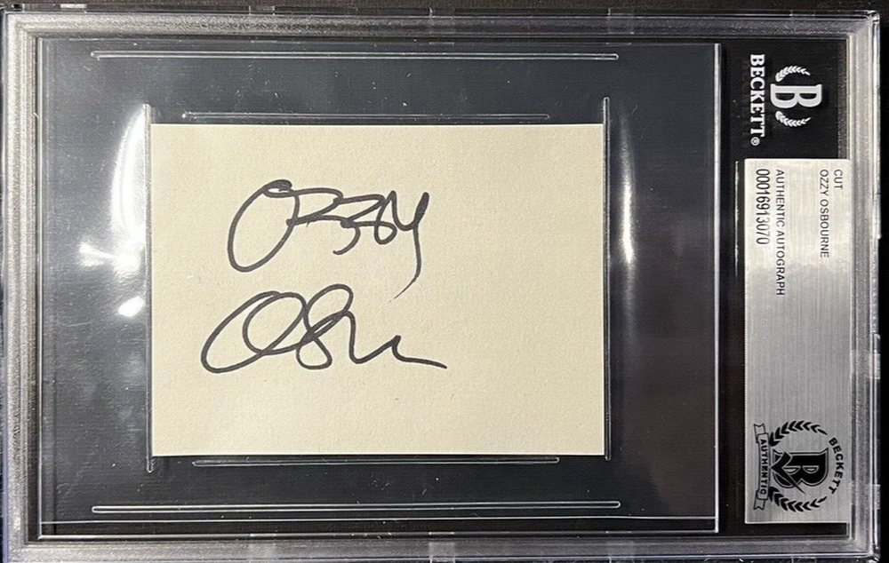 🔥🔥 OZZY OSBOURNE SIGNED AUTOGRAPH CUT BLACK SABBATH BECKETT COA AUTHENTICATED