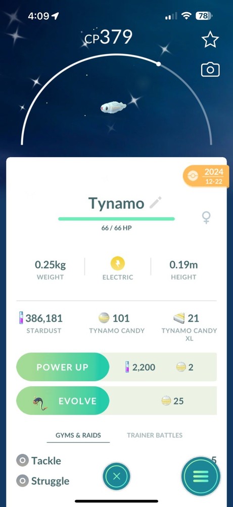 Pokemon GO - Shiny Tynamo | Registered or 30 Days Friendship Bonus !!