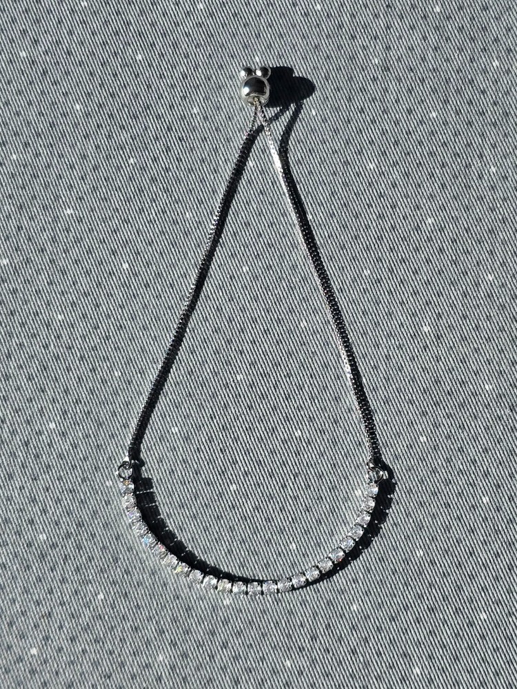 Sterling Silver Adjustable Tennis Bracelet with Secure Clasp