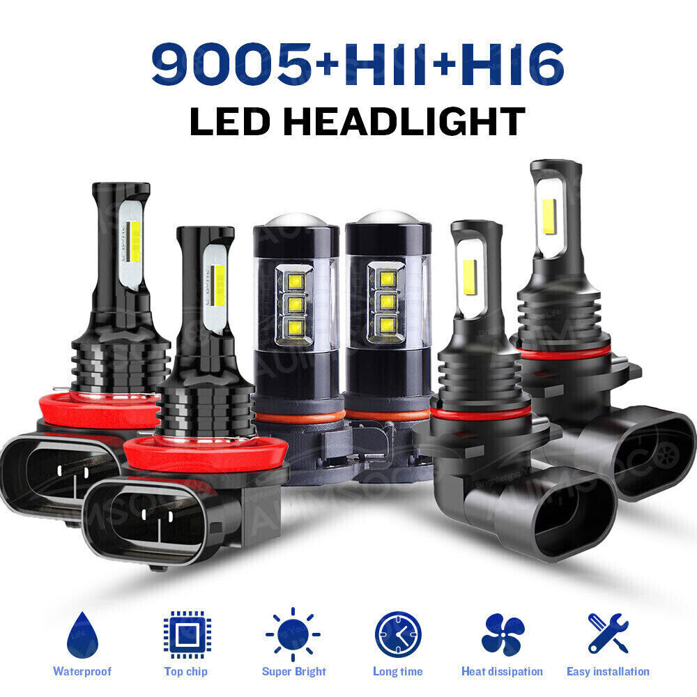 6000K LED Headlight+Fog Light Bulbs Combo Kit For Suburban Tahoe 2007 2008-2014