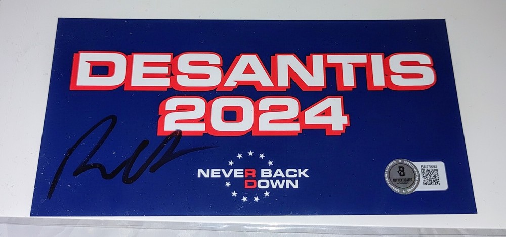 Ron DeSantis Signed Governor Bumper Sticker BECKETT COA