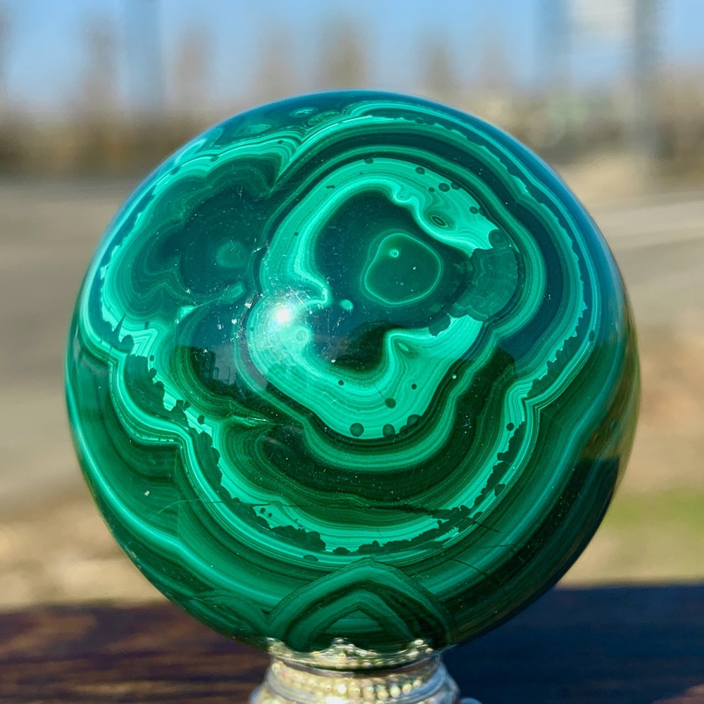 117G Natural glossy Malachite ball transparent cluster rough mineral sample