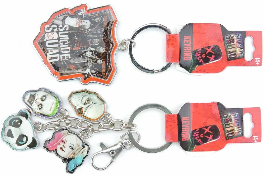 Suicide Squad Lot of 2 Keychains Key ring Face charms Harley Quinn Cast joker