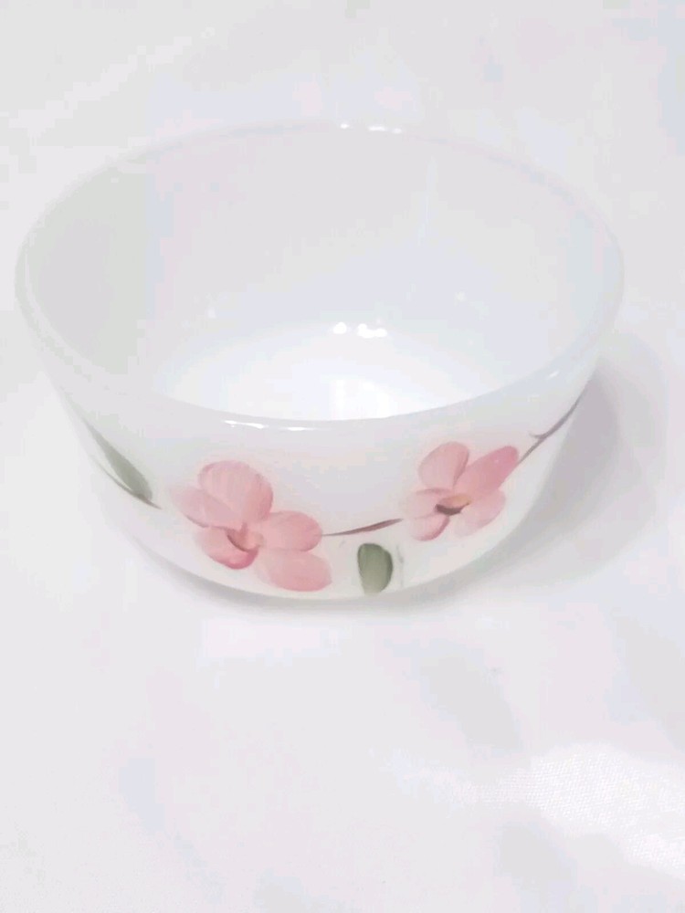 Vintage Fire King Milk Glass Peach Blossom Dessert Bowl Or Trinket Dish