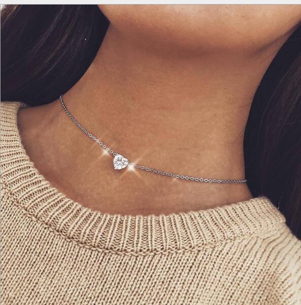 Valentines Day Gift, Crystal Heart Choker Necklace-image