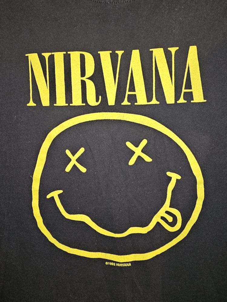 Nirvana Corporate Rock Whores Mens Black Graphic Tee Double-sided Logo Medium  