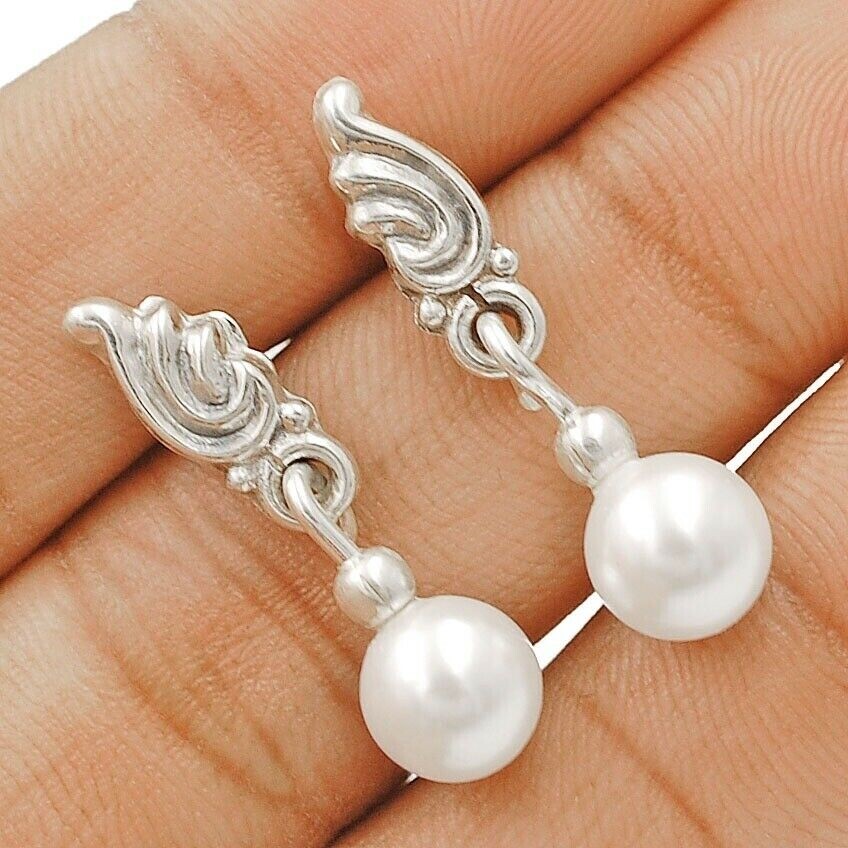 Natural Fresh Water Pearl 925 Solid Sterling Silver Earrings Jewelry
