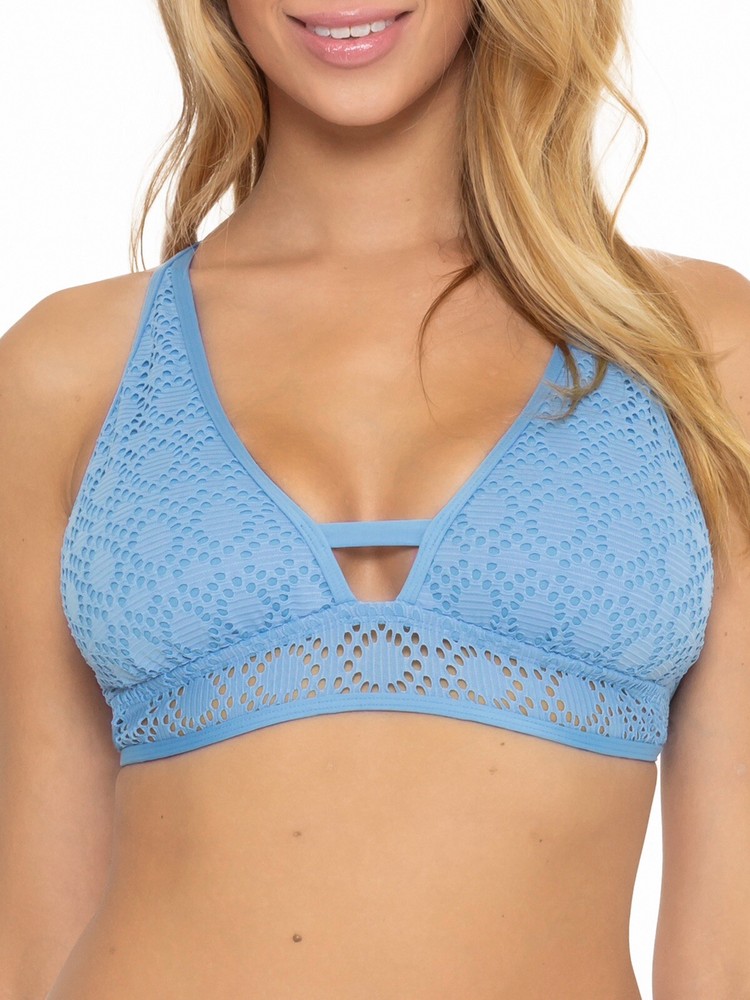 Rebecca Virtue BCA Blue Bikini Top in Size Large