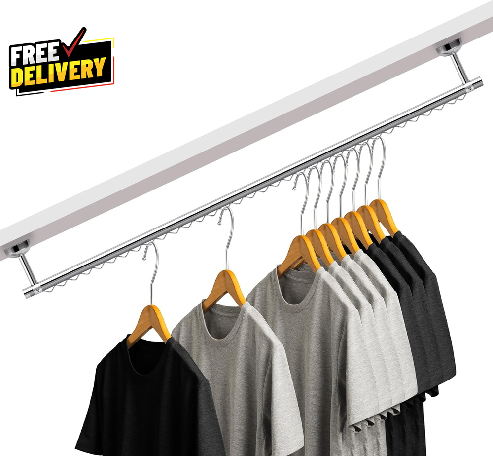 Closet Rail Hanging Closet Rod Ceiling Clothes Rack Any Angle Hanging Rail.....