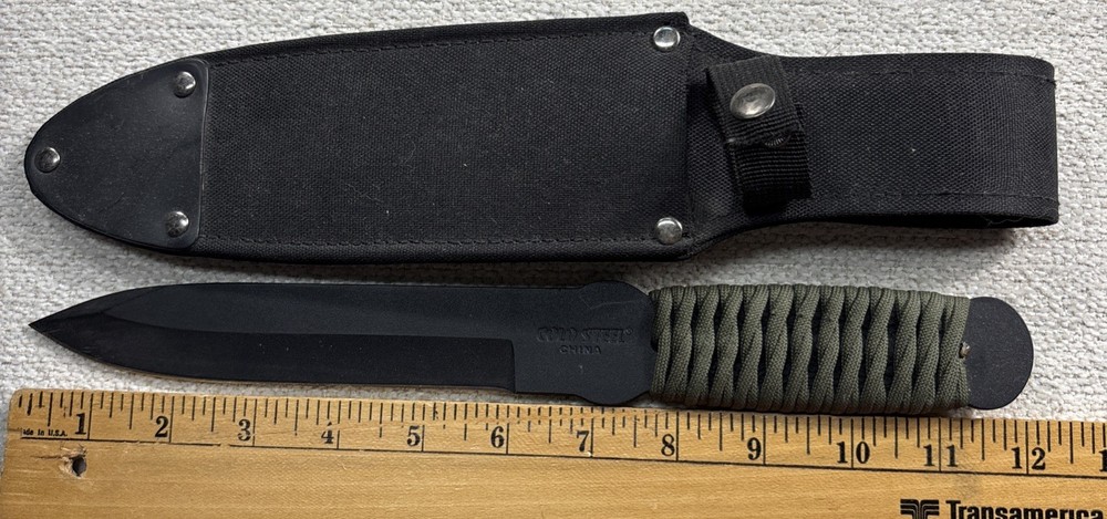 Cold Steel Knife With Sheath Wrapped In Survival Strap 12” End To End One Sided