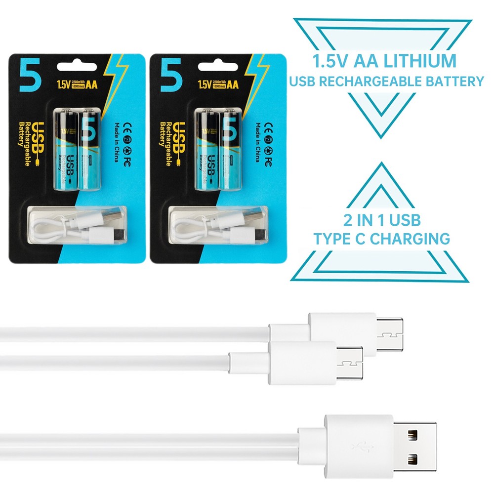 4PCS 1.5V AA Lithium Batteries Rechargeable USB Type C Battery for Kids Toys