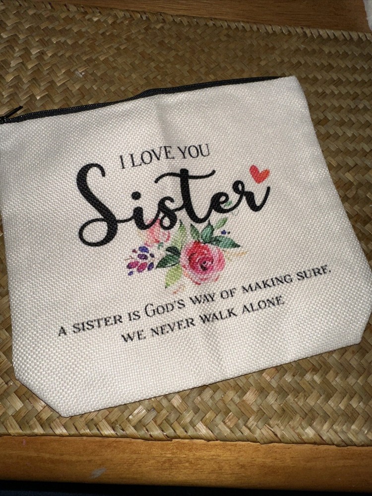 Sisters Faith Based, Makeup/bible/trinket Burlap Bag, New