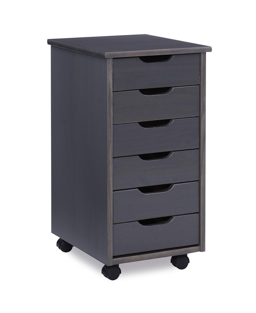Grey Corinne 6-Drawer Rolling Storage Cart with Wheels