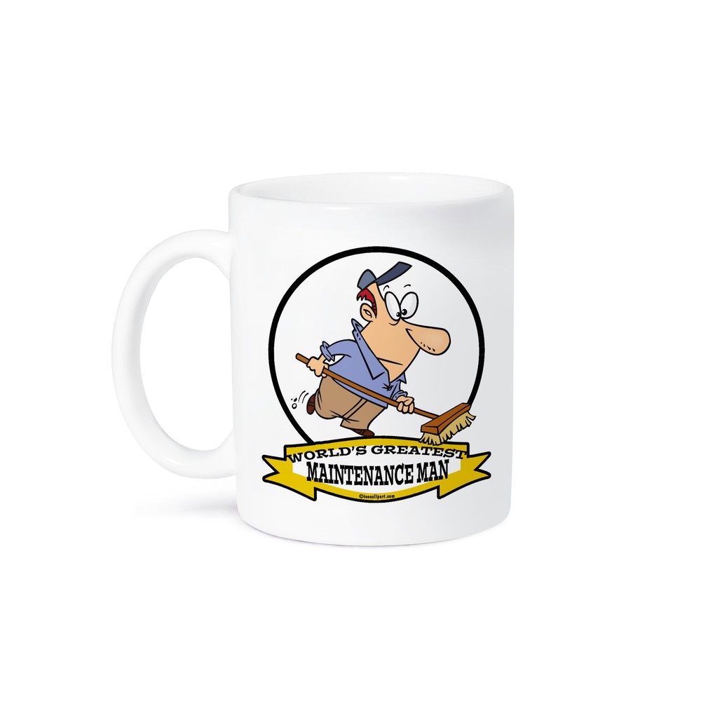 3dRose, Funny Worlds Greatest Maintenance Man Cartoon, Mug