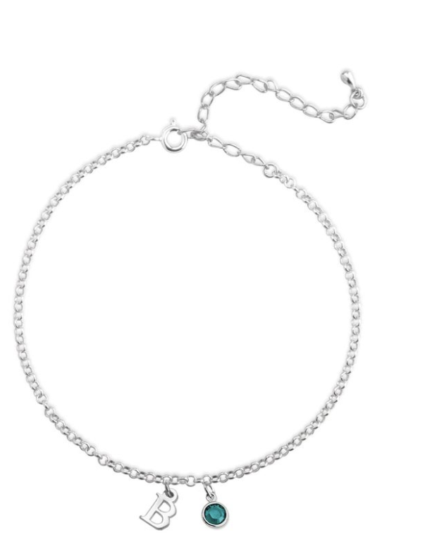 STERLING SILVER PERSONALIZED WITH BIRTHSTONE ANKLET