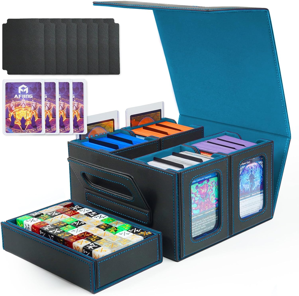 Commander Deck Box for MTG, Holds 400+ Double-Sleeved Cards, 4 Removable Deck Ca