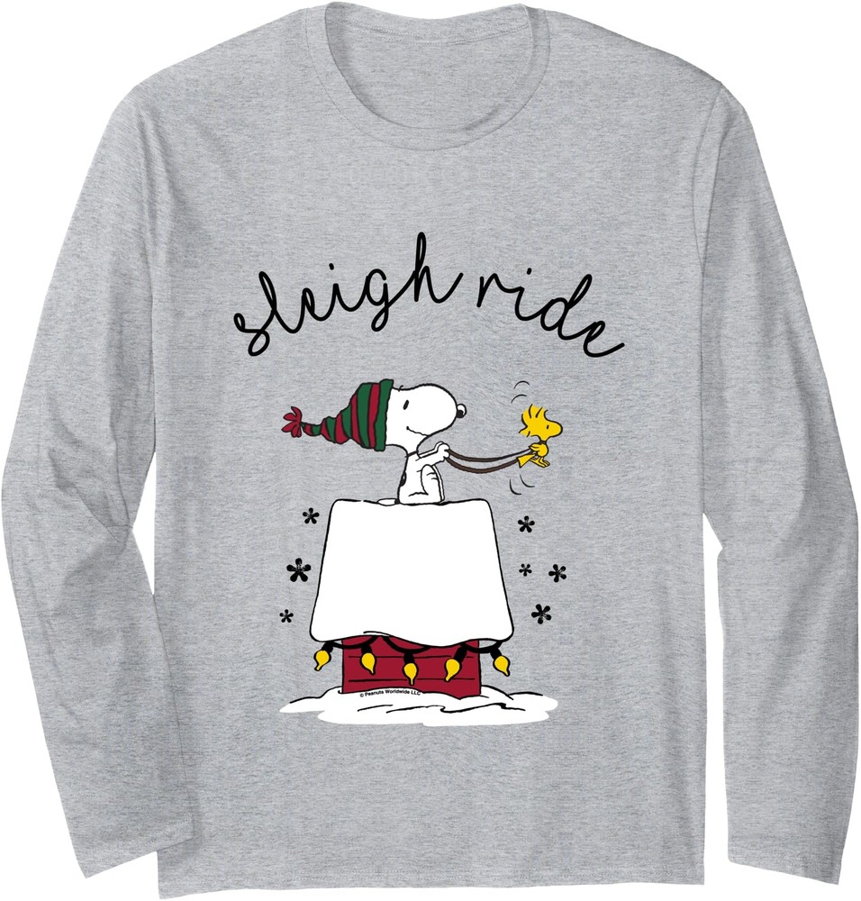 Peanuts Snoopy Sleigh Ride Christmas Long Sleeve T Shirt Unisex