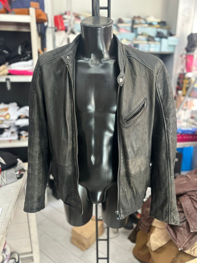 Vintage Conbipel Black Leather Jacket for Men Size 52 LLV373