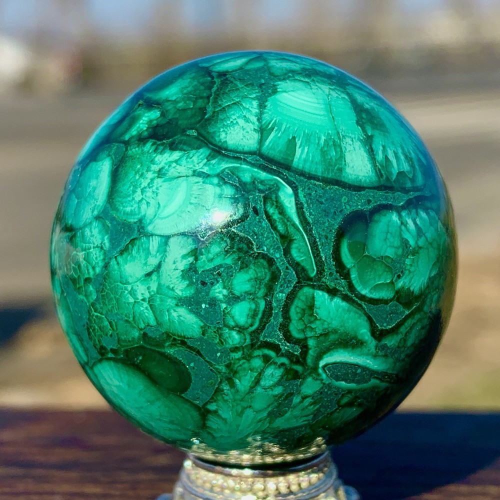 58G Natural glossy Malachite ball transparent cluster rough mineral sample