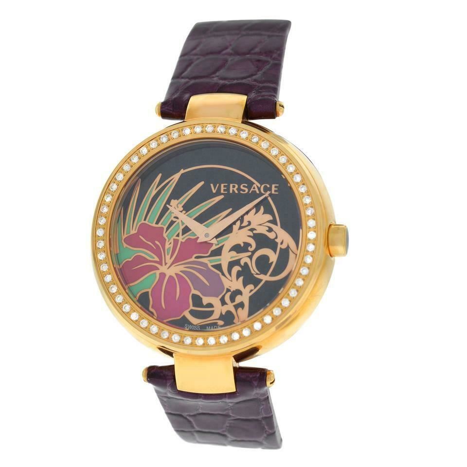 Versace Mystique Hibiscus Purple Dial Watch 19Q81D9HI-S702 Luxury Timepiece $5400