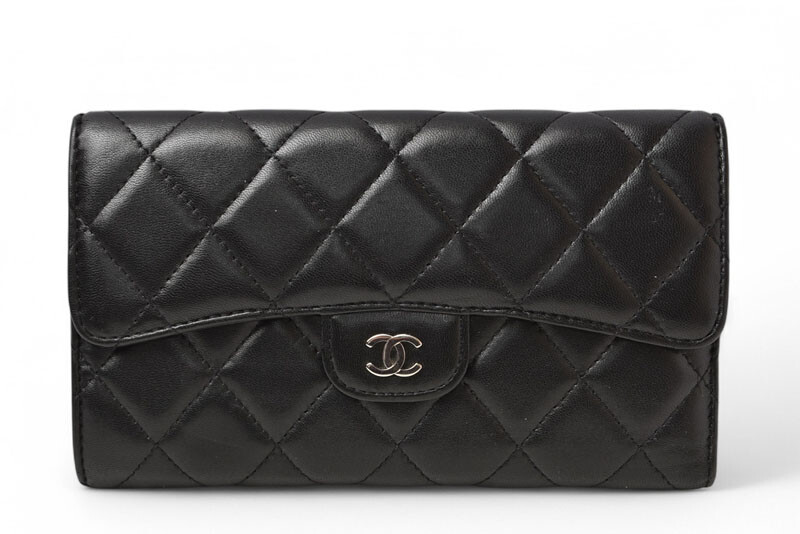 CHANEL Tri-fold Wallet A31506 Black Caviar Matelasse Timeless Classic