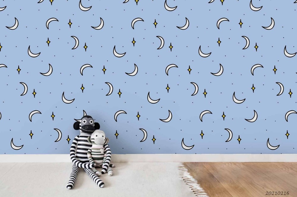 3D Space Moon Stars Pattern Wall Murals Wallpaper Murals Wall Sticker