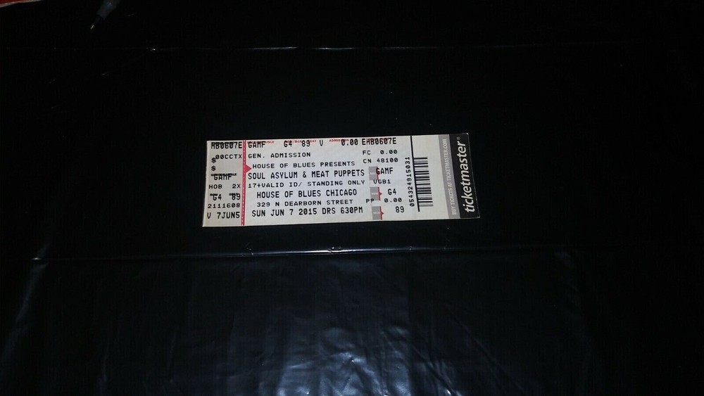 Soul Asylum & Meat Puppets HOB Chicago 6/7/15 2015 Actual Concert Ticket Stub