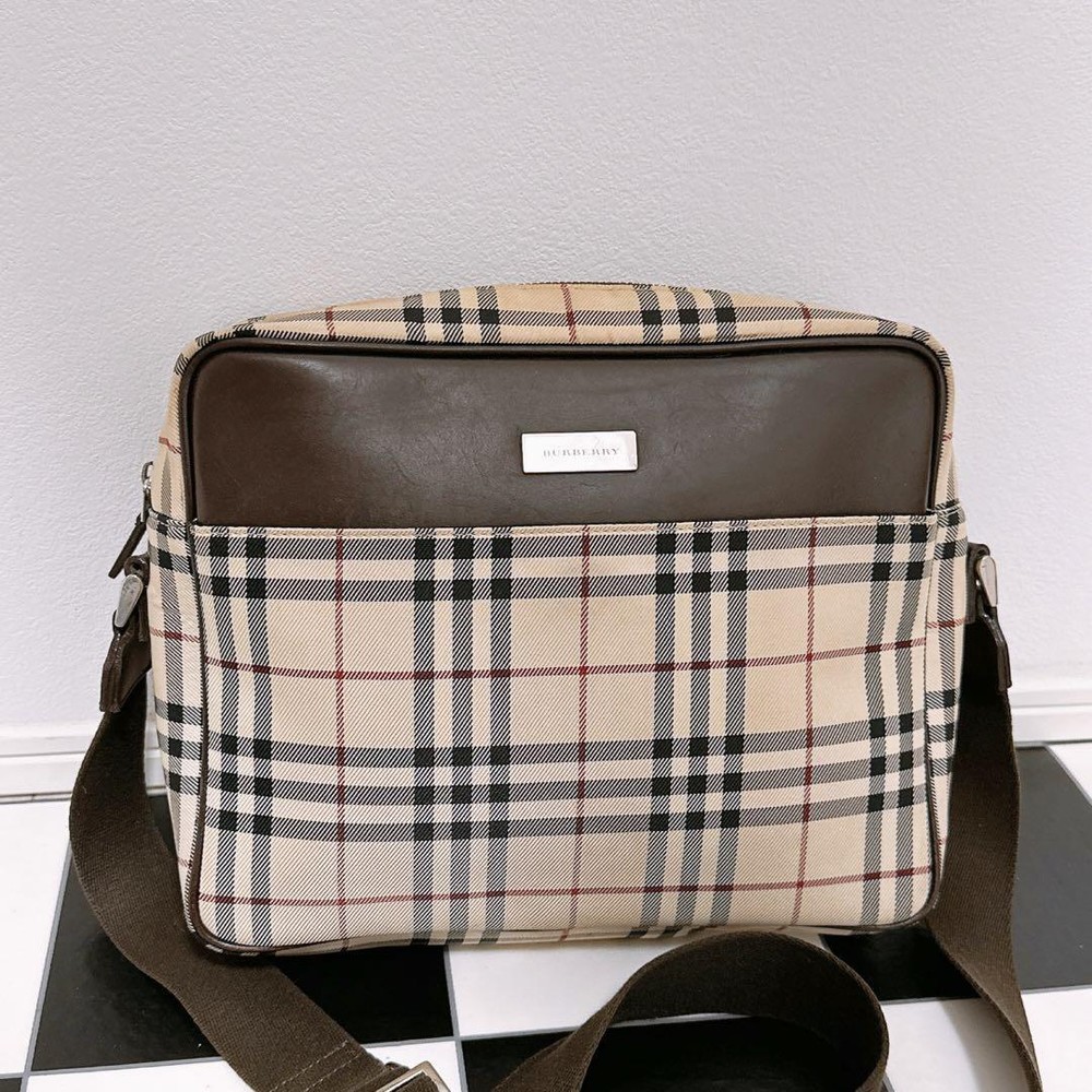 Burberry Nova check Shoulder Bag Crossbody Beige Unisex Women Vintage Authentic