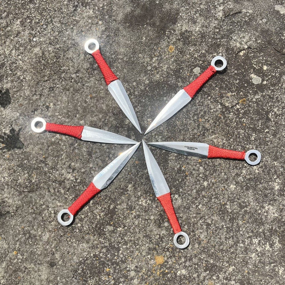 6 Piece Throwing Knife Set Ninja Tactical Combat Ninjutsu Kunai Blade  + Sheath