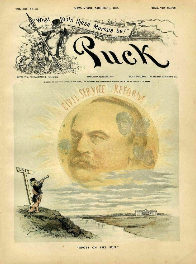 LOOKING AT SPOTS ON THE SUN WITH TELESCOPE OVER WHITE HOUSE CIVIL SERVICE REFORM