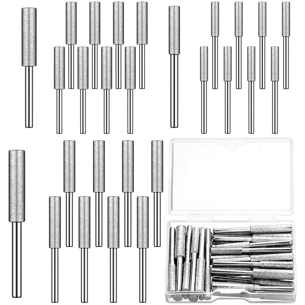 30 Pcs Chainsaw Sharpener Stone Polishing Grinding Bits with Storage Box