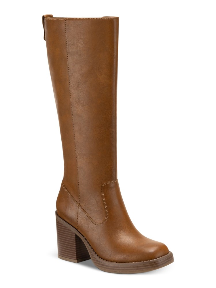 SUN STONE Womens Brown Goring Aiimee Round Toe Block Heel Riding Boot 10 M