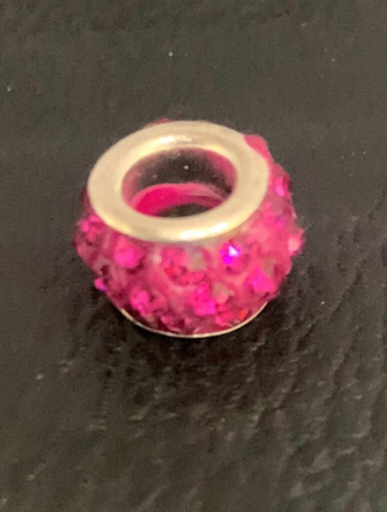 Pandora-Style Pink Crystal Spacer Bead Charm for Mothers Day-image