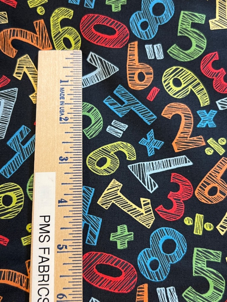 MODA Back to School 100% cotton fabric by the yard 36x44 Math theme 20893 19 BLK-image
