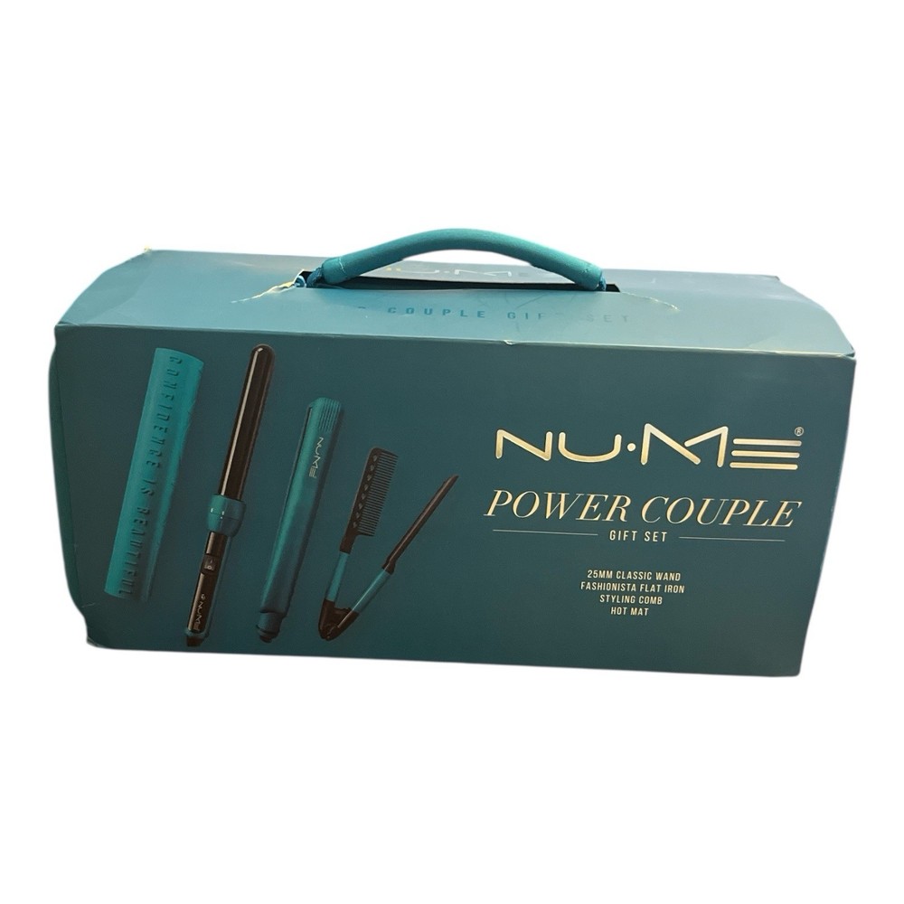 Bold Beauty Power Couple Gift Set with Wand Flat Iron Styling Comb & Hot Mat