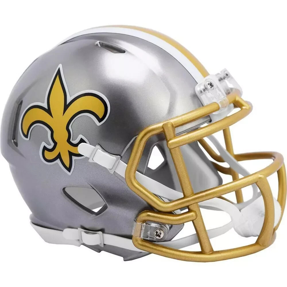 *SALE* NEW ORLEANS SAINTS CHROME FLASH NFL SPEED MINI FOOTBALL HELMET RIDDELL!-image