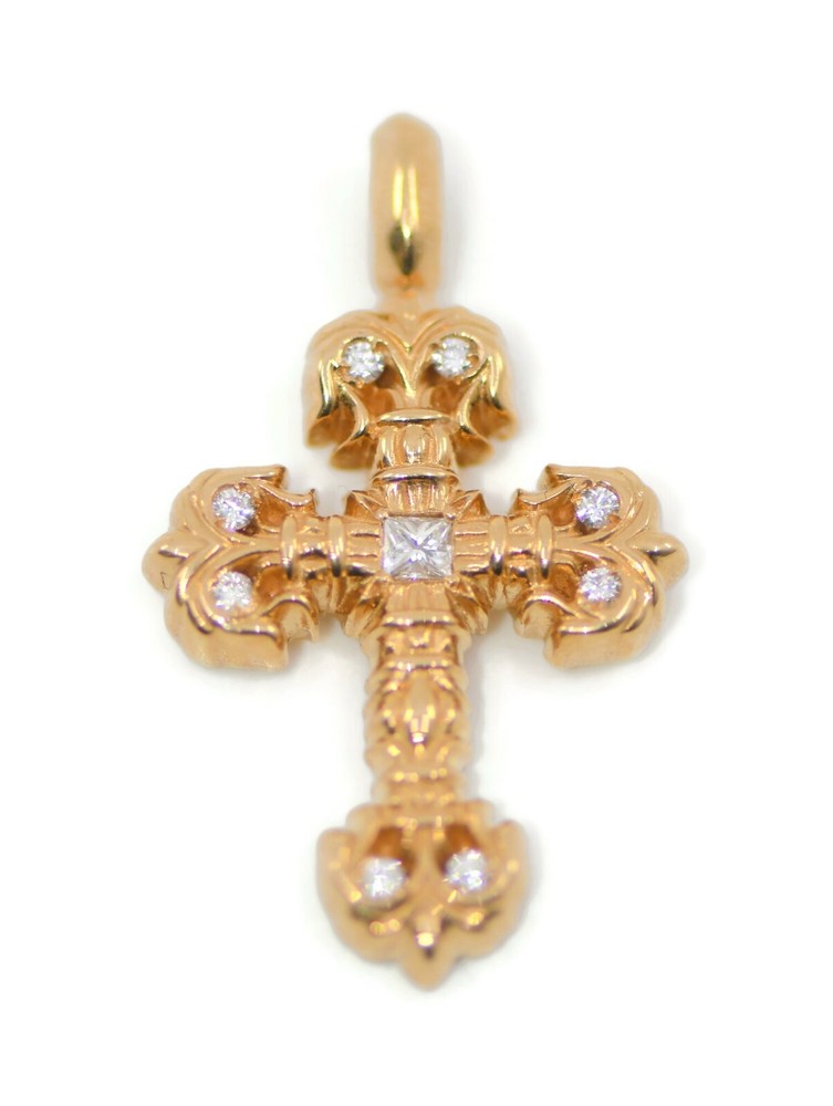 Chrome Hearts Diamond 22K Rose Gold Cross
