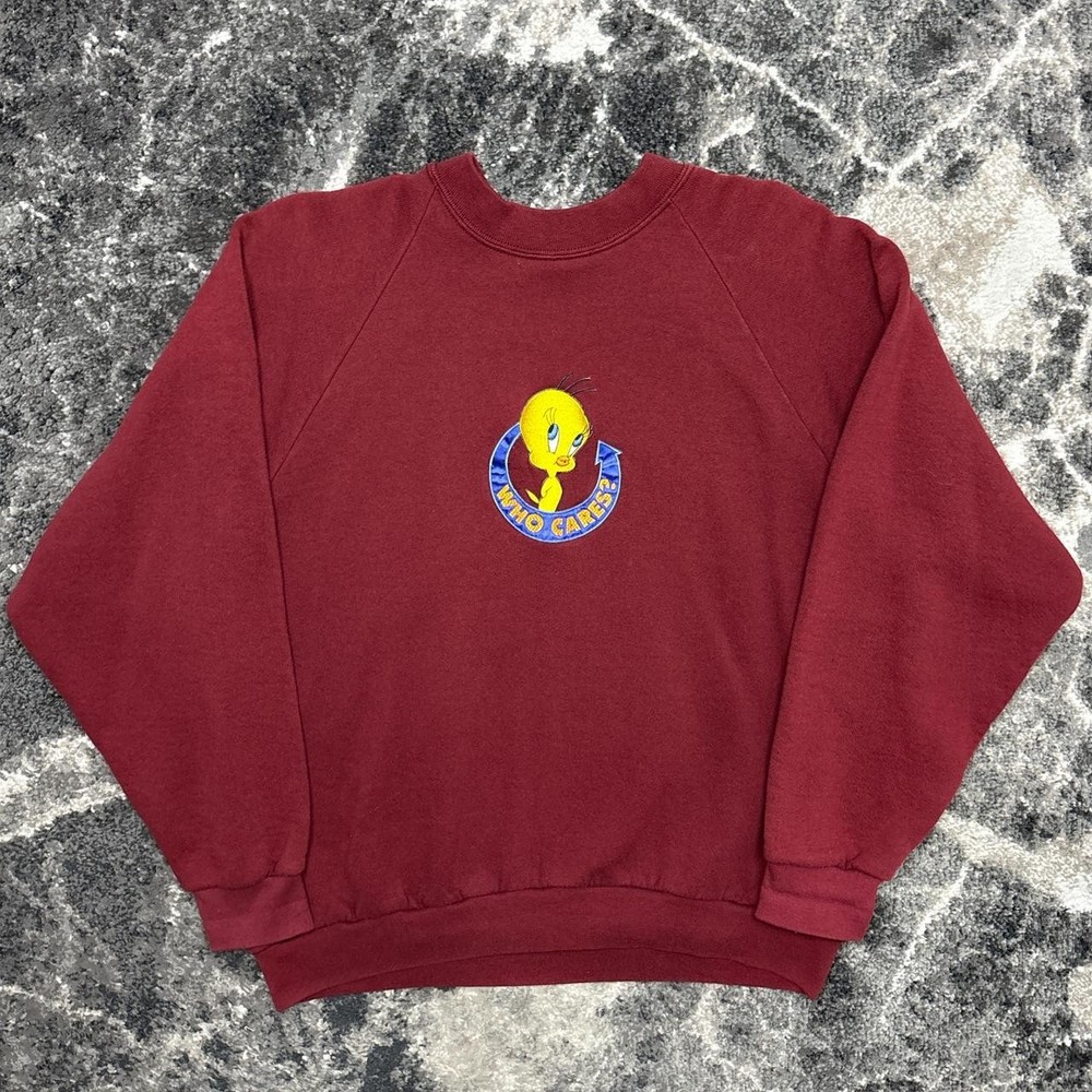 Vintage Tweety Bird Sweatshirt Womens Large 90s Y2K Looney Tunes Crewneck Warner