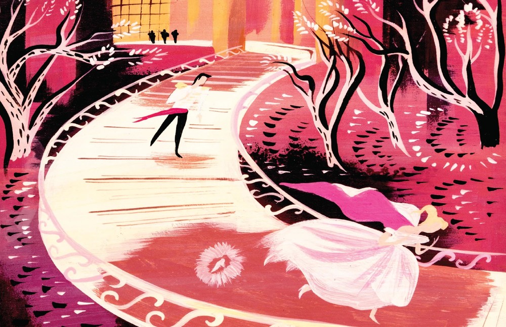 Paper Poster Disney Mary Blair Cinderella Being Chased Prince Charming Unframe