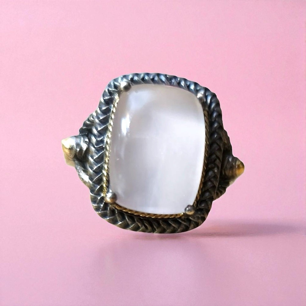 Effie Rose Quartz Ring 18K Gold & Sterling Silver Size 9