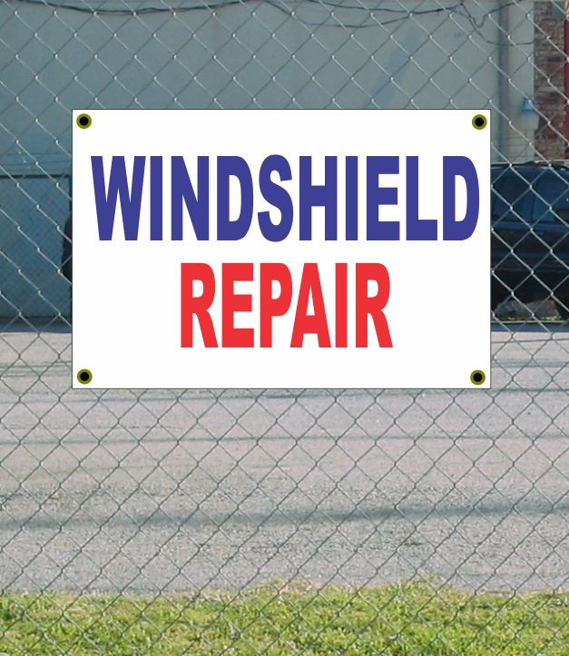2x3 Red White Blue Windshield Repair Banner Sign New Affordable Discount Size and Price