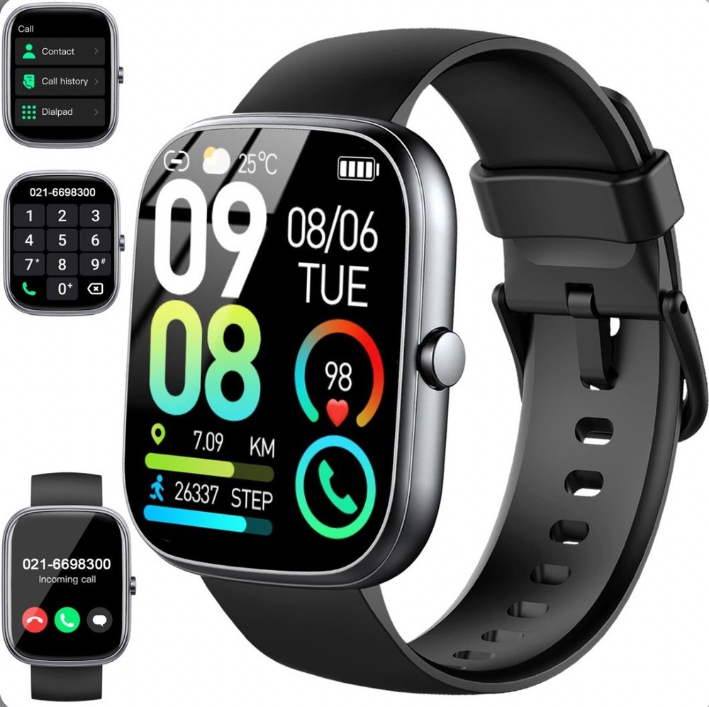 Waterproof Smartwatch with Call Function HR Monitor for iPhone Android Fitness Tracking  