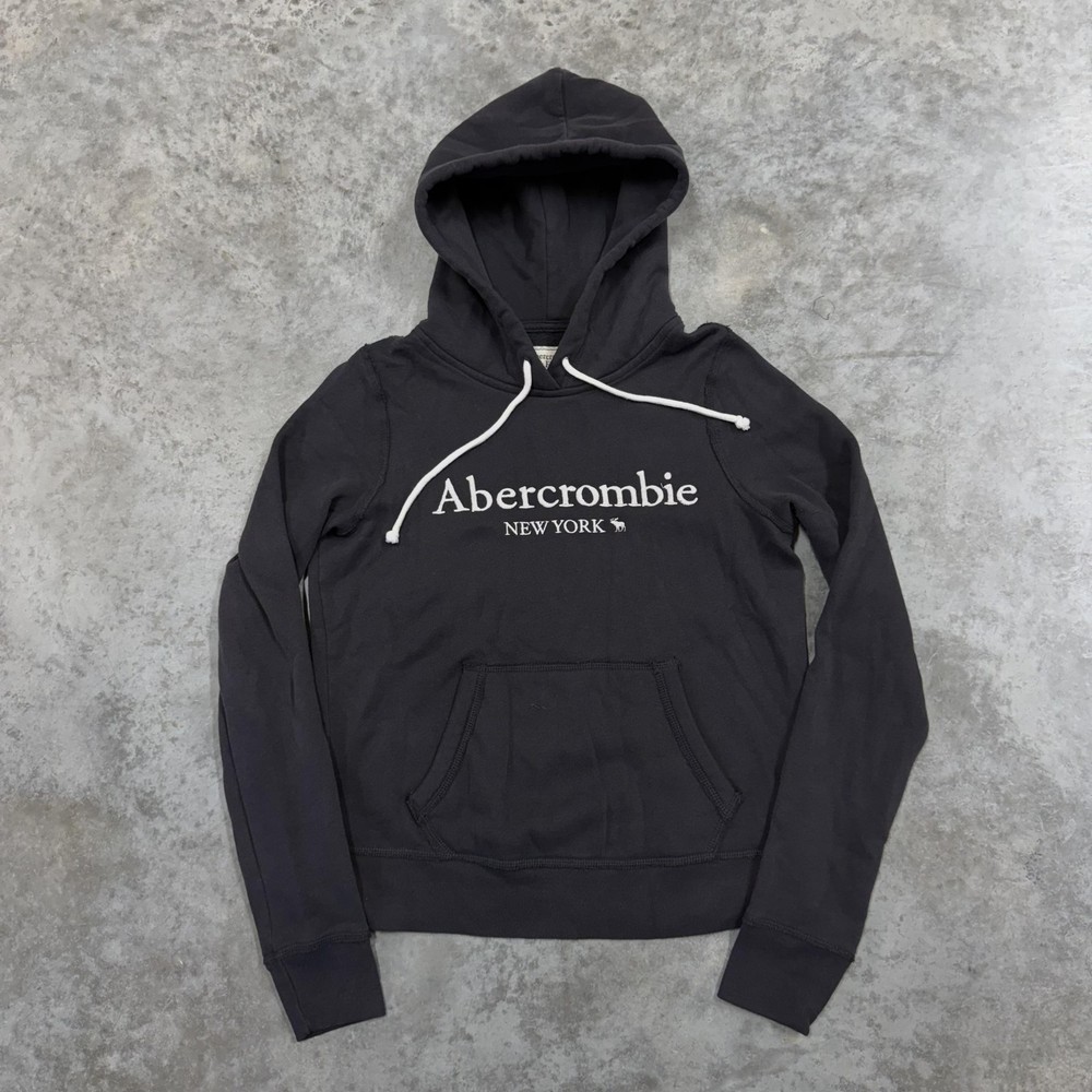 Abercrombie & Fitch Hoodie Womens XS Gray New York Logo Pullover Sweatshirt